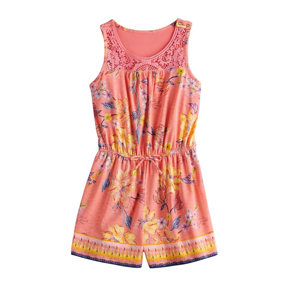 Girls Mudd Crochet Sleeveless Romper